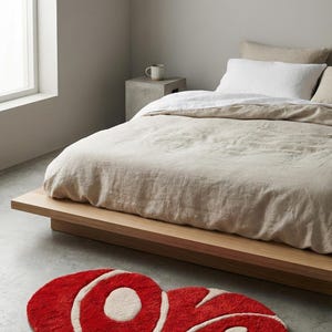 Hand-tufted Heart Rug With Custom Text “LOVE” Red and White Decorative ...