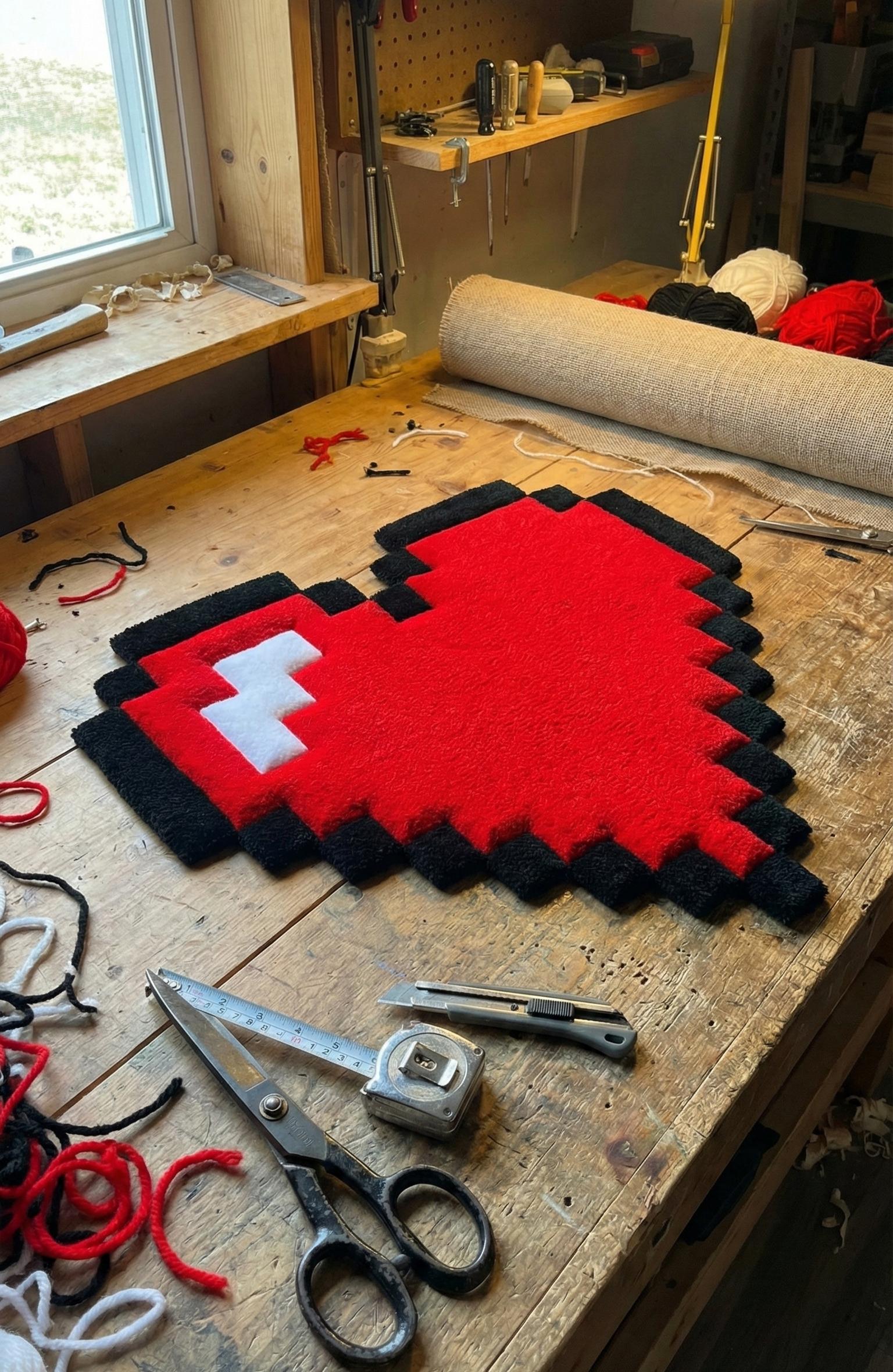 Pixel Heart Rug - Etsy