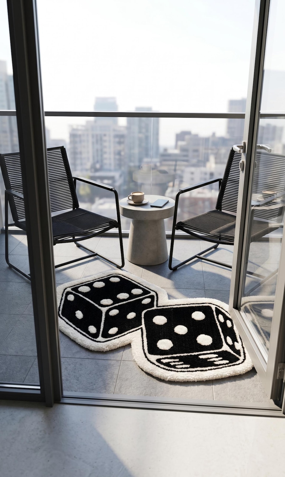Handtufted Dice Floor Mat Black and White Tufted Rug Gaming Theme ...