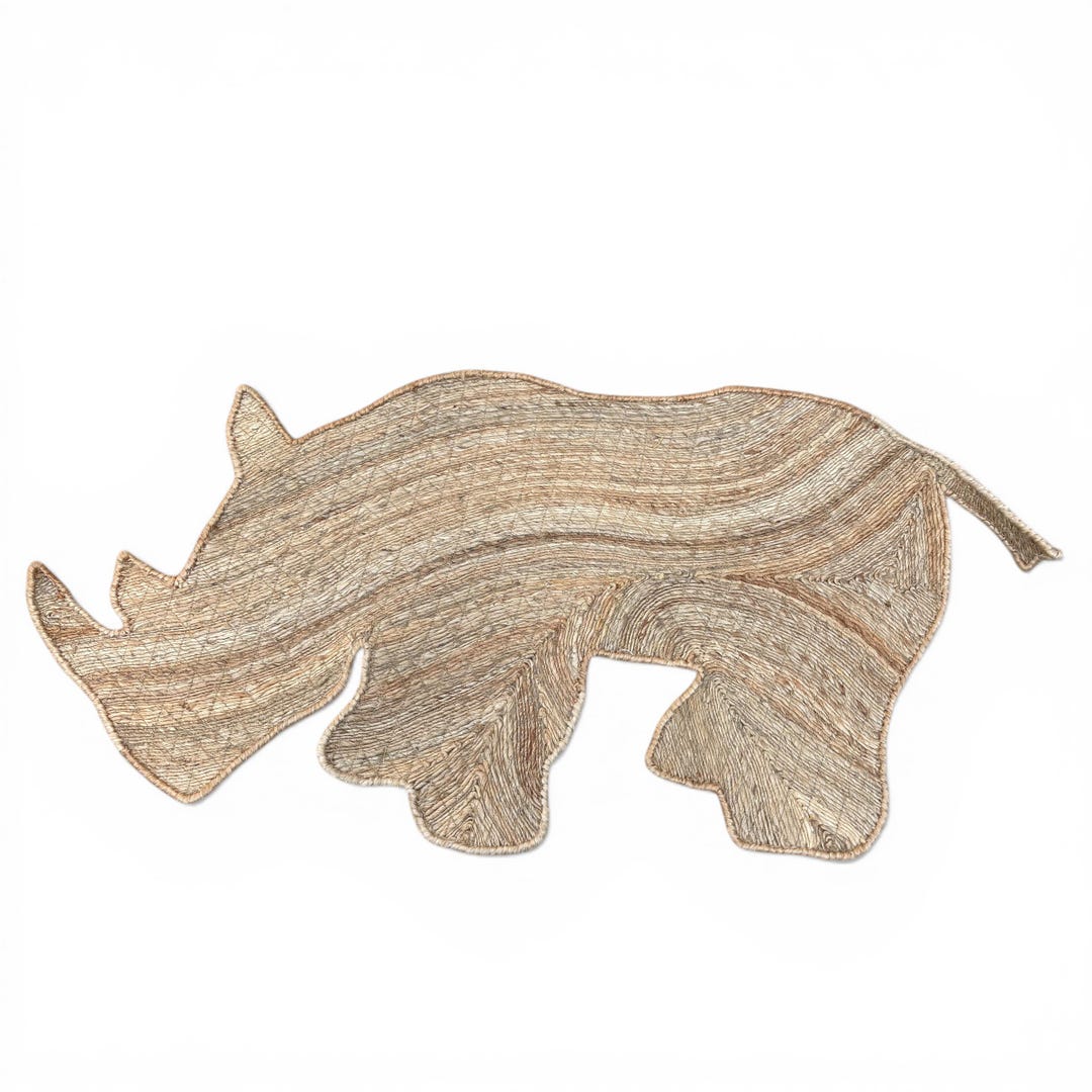 Rhino Rug Braided Rhino Jute Rug – 4x2 Feet Animal Shaped Area Rug, Handwoven ...