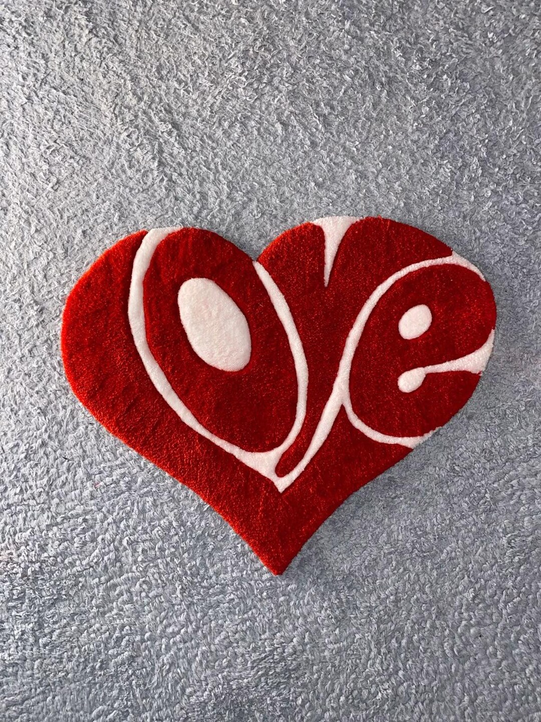 Heart Runner Rug Hand-tufted Heart Rug With Custom Text “LOVE” Red and White Decorative ...