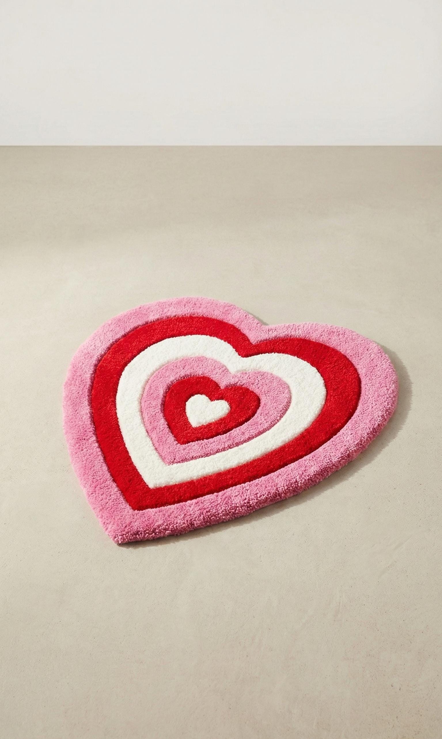Heart Plush Area Rug – Multilayered Soft Heart-shaped Floor Mat