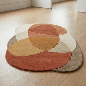 Hand-Tufted Abstract Overlap Area Rug – Pebble Shape Patterns Floor Rug, Perfect for Living Room and Entryway Decor Ideal for Home Interior