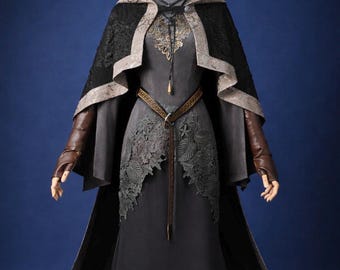 Fire Keeper Costume, Fantasy Hooded Cloak Dress Women, Medieval Gothic Cosplay, Halloween Costume Women
