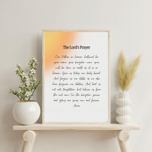 Conjunto de 10 láminas minimalistas degradadas con la Oración del Señor / Arte bíblico Mateo 6:9-13 Arte cristiano para la decoración de paredes del hogar