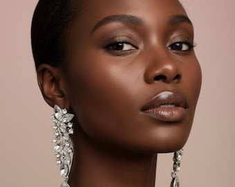 Marquise Crystal Drop Clip On Earrings