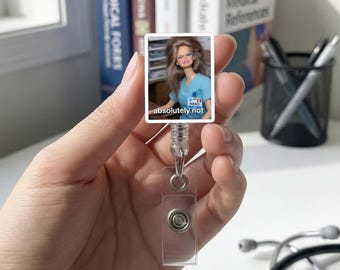 Funny Nurse Badge Reel – Cringe Doll ID Holder, Acrylic Retractable Clip
