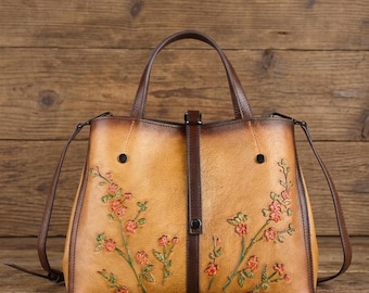 Vintage Genuine Leather Multi Compartment Tote Bag High Capacity Women’s Handbag for Work Travel and Everyday Style for Woman Womens Handbag