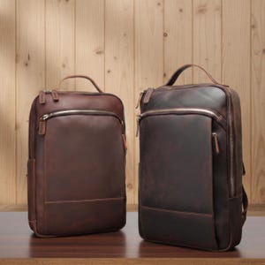 Large Vintage Genuine Leather Men’s Backpack Crazy Horse Leather Travel Rucksack 25L Capacity Durable Laptop Bag and Travel Gift 25l Daypack