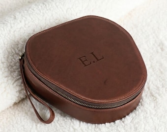 Estuche de cuero genuino para AirPods Max: elegante estuche para auriculares inalámbricos y neceser de viaje, organizador portátil y elegante.