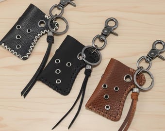 Cowhide Leather Lighter Case Keychain – Handmade Brown Mini Pouch With Clasp, Durable Leather Accessory Gift For Smokers