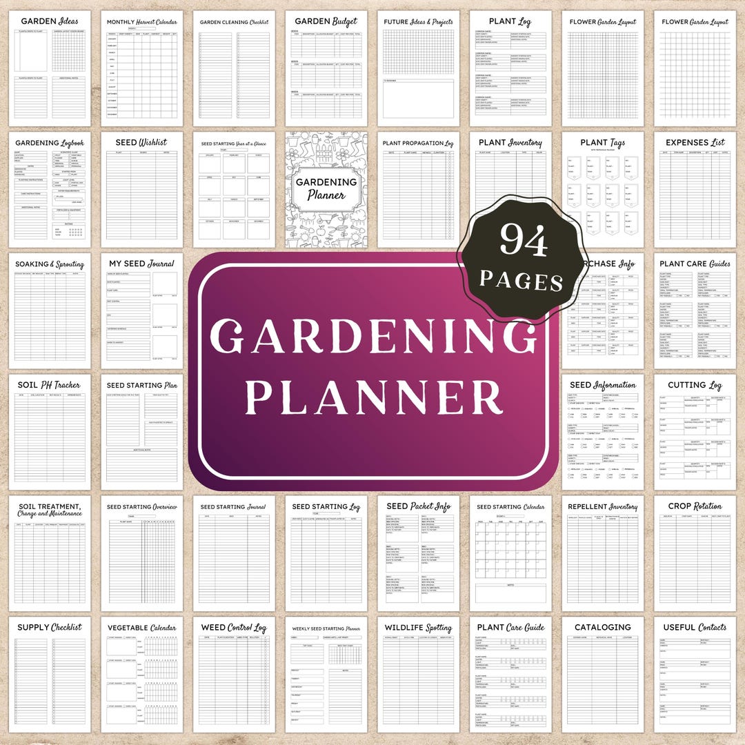 Gardening Planner Printable Garden Journal Pages Plant Tracker Seed Log ...