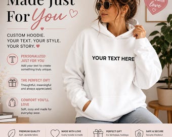 Custom Text Unisex Hoodie – Personalized Gildan Sweatshirt