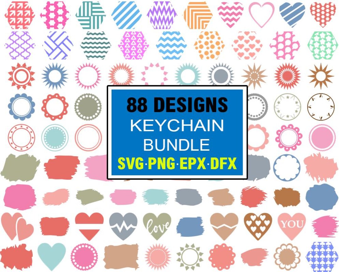 Key Loop Svg 88 Keychain Svg Bundle | Key Ring Svg | Keychain Pattern Svg | Paint ...