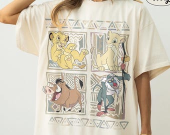 Camiseta retro de los 90 de El Rey León con colores cómodos, camiseta vintage de Simba, Nala y Pumba con el lema Hakuna Matata, regalo familiar a juego de WDW Animal Kingdom para vacaciones 2026