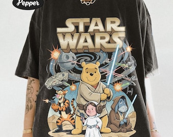 Camiseta vintage Jedi Pooh Star Wars Comfort Colors, camiseta retro Galacys Edge Lightsaber, regalo familiar a juego de Hollywood Studios para las vacaciones de 2026