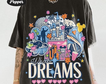 Camiseta Disney "De qué están hechos los sueños", Camiseta vintage Magic Kingdom Castle Comfort Colors, Regalo ideal para un viaje familiar a Disneyland 2026