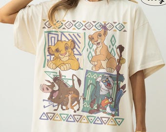 Vintage Hakuna Matata König der Löwen Comfort Colors Shirt, Retro 90er Disney Animal Kingdom Simba Timon T-Shirt, Geschenkidee für den Disneyland-Familienurlaub