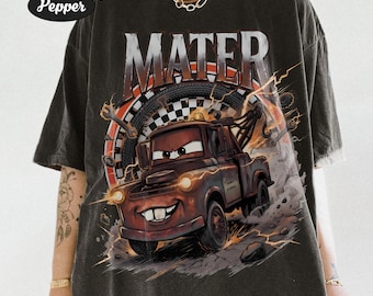 Comfort Colors Retro Tow Mater Shirt, Radiator Springs Cars Tee, Vintage Disney Pixar 2026 Trip, Checkered Washed Family Matching Gift