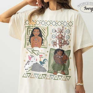 Vintage Disney 90s Moana Comfort Colors Shirt, Retro Maui Pua Hei Hei Tee, Disneyland Family Trip Matching, Girls Trip Vacation Gift 2026 Ivory/Natural/Sand