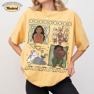 Vintage Disney 90s Moana Comfort Colors Shirt, Retro Maui Pua Hei Hei Tee, Disneyland Family Trip Matching, Girls Trip Vacation Gift 2026 Mustard/Yellow