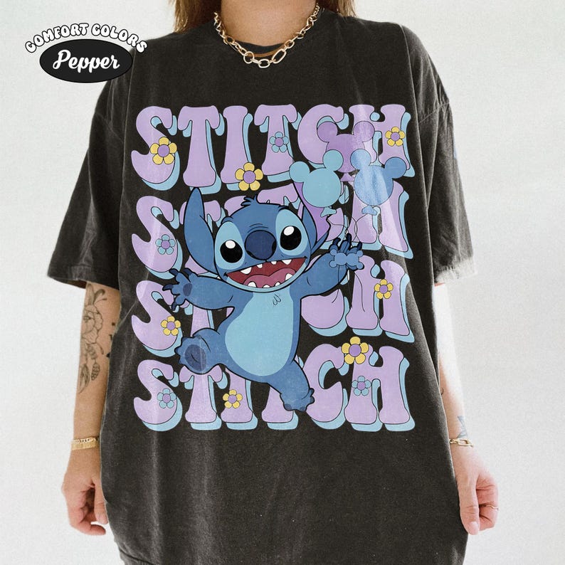 Vintage Disney Stitch Comfort Colors Shirt, Retro Lilo And Stitch Ohana Tee, Magic Kingdom 2026, Disneyland Family Matching Vacation Trip Pepper/Dark Heather