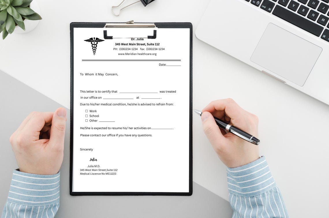 Editable Doctor's Excuse Template Urgent Care Note (PDF, Word, Canva