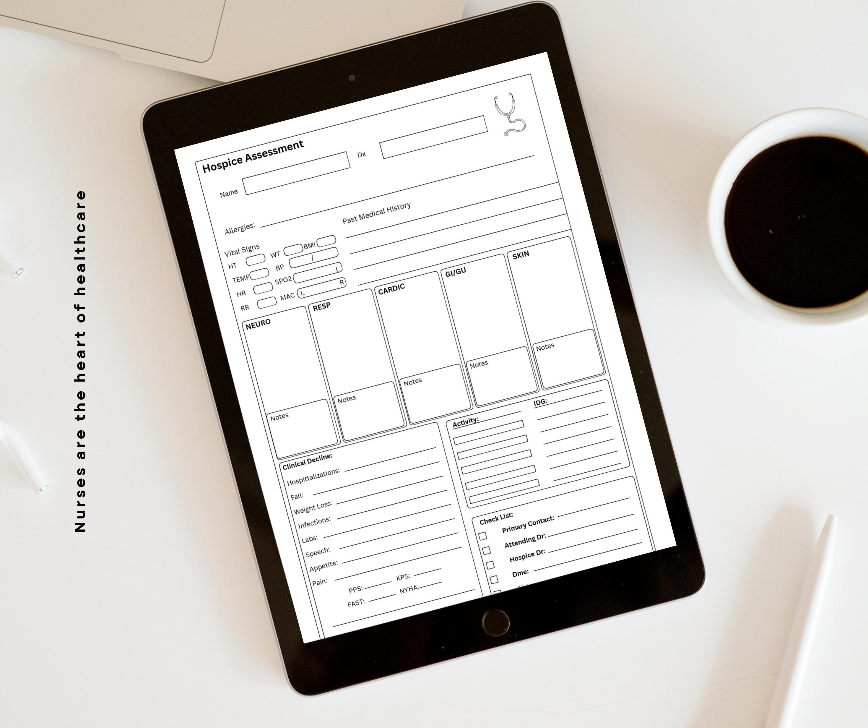 Hospice Nurse Assessment Sheet | RN Visit Form (PDF, Canva Edit) - Etsy