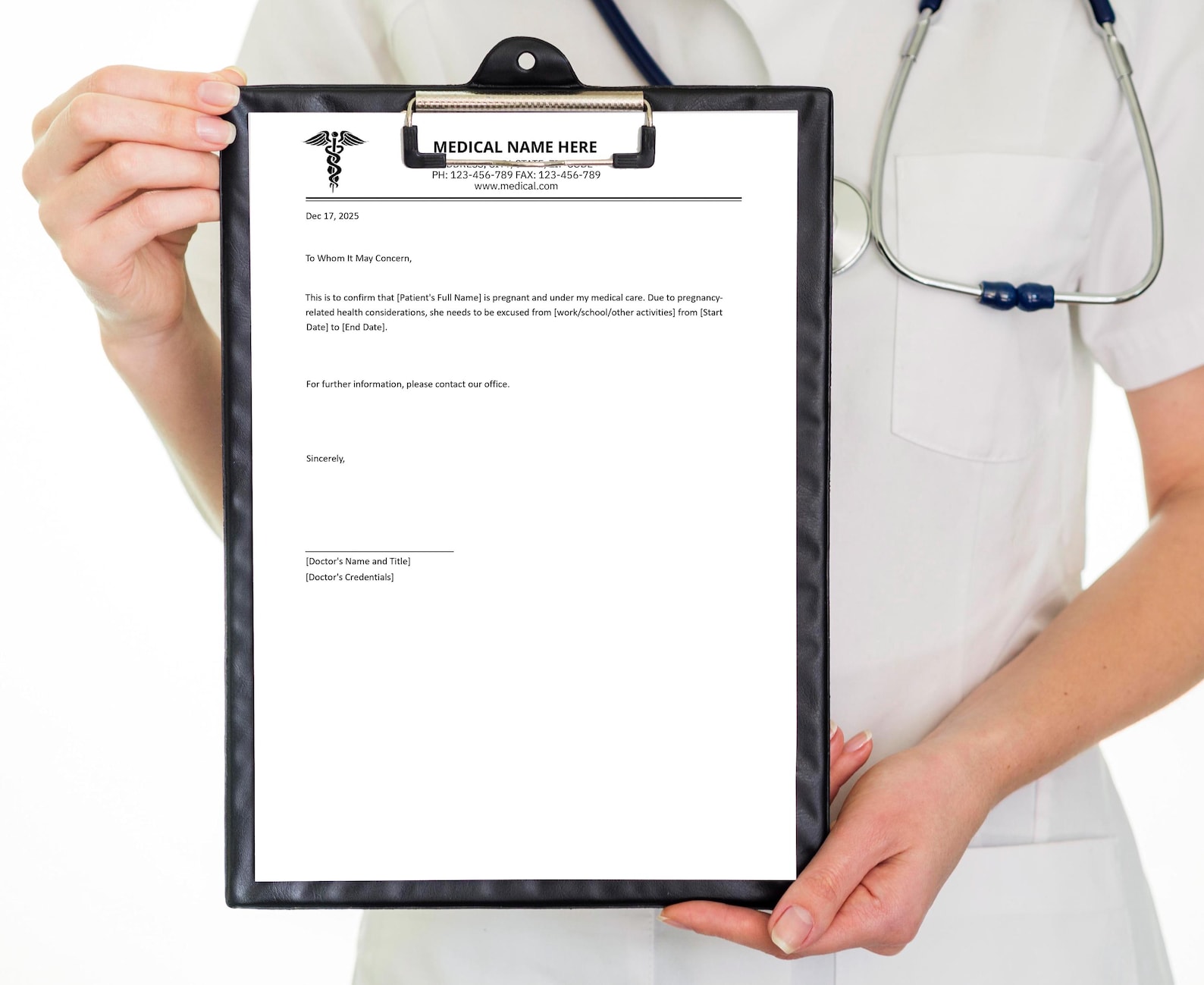 Pregnancy Doctor Excuse Note | Editable Medical Template (PDF, Word ...