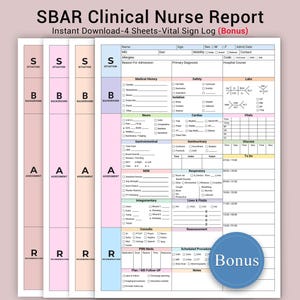 Modello di rapporto infermieristico SBAR per medicina e chirurgia / passaggio di consegne infermieristico (PDF, Canva Edit)