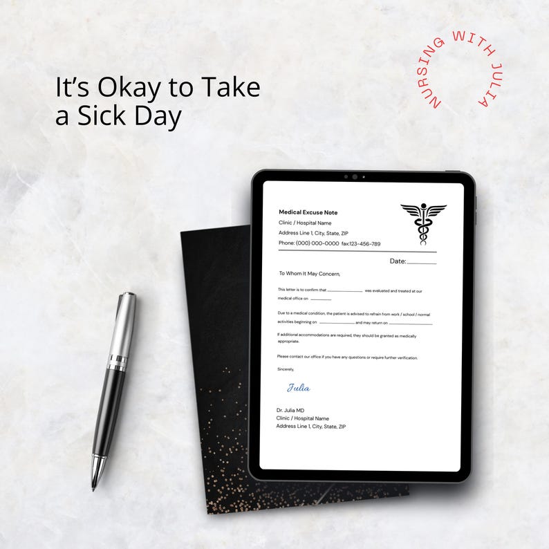 Printable Medical Excuse Note Template | Doctor Style Absence Form (PDF ...