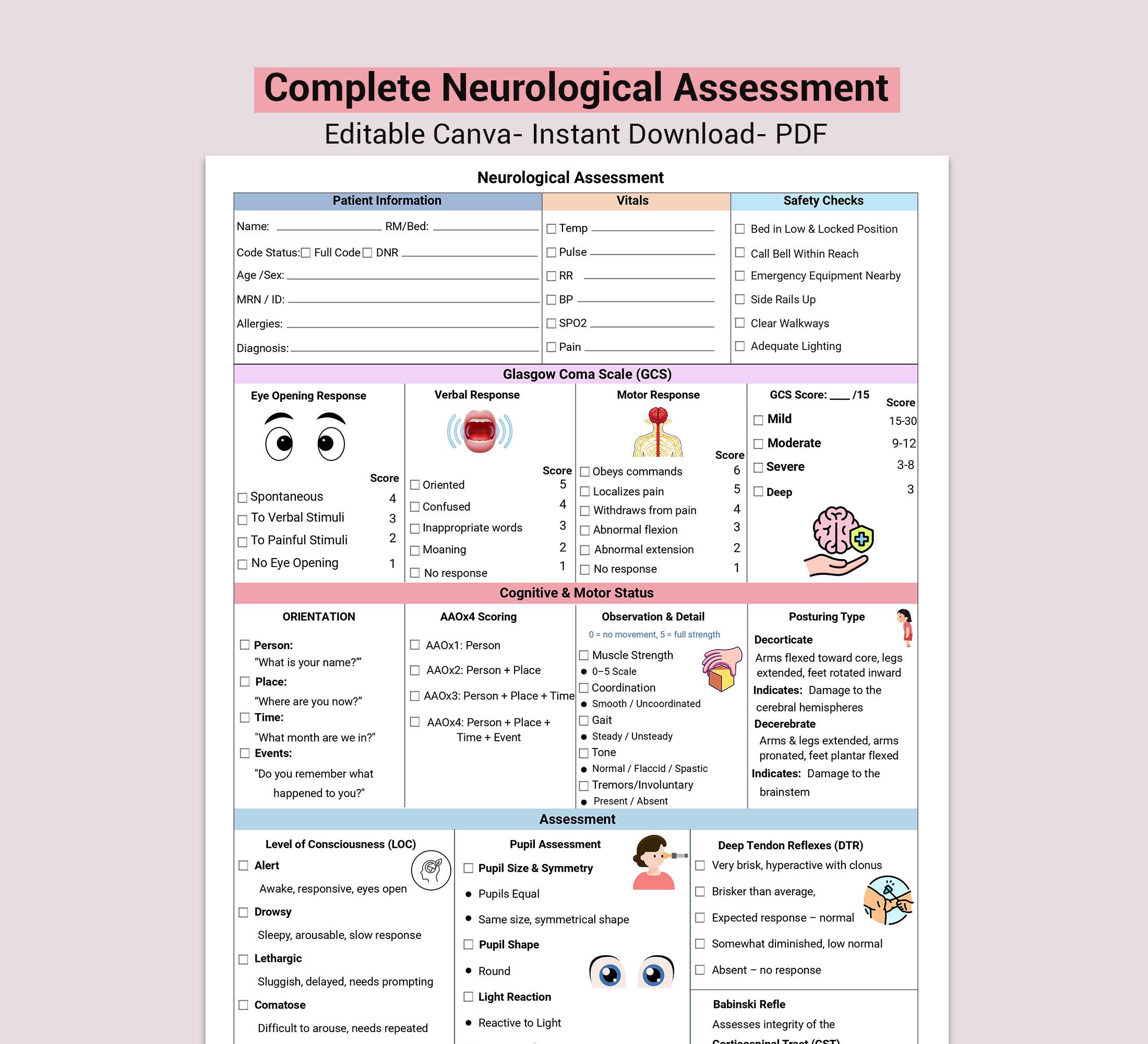 Gcs Sheet.pdf Neuro Nurse Assessment Report | Neuro Check & GCS Sheet | Nursing PDF ...