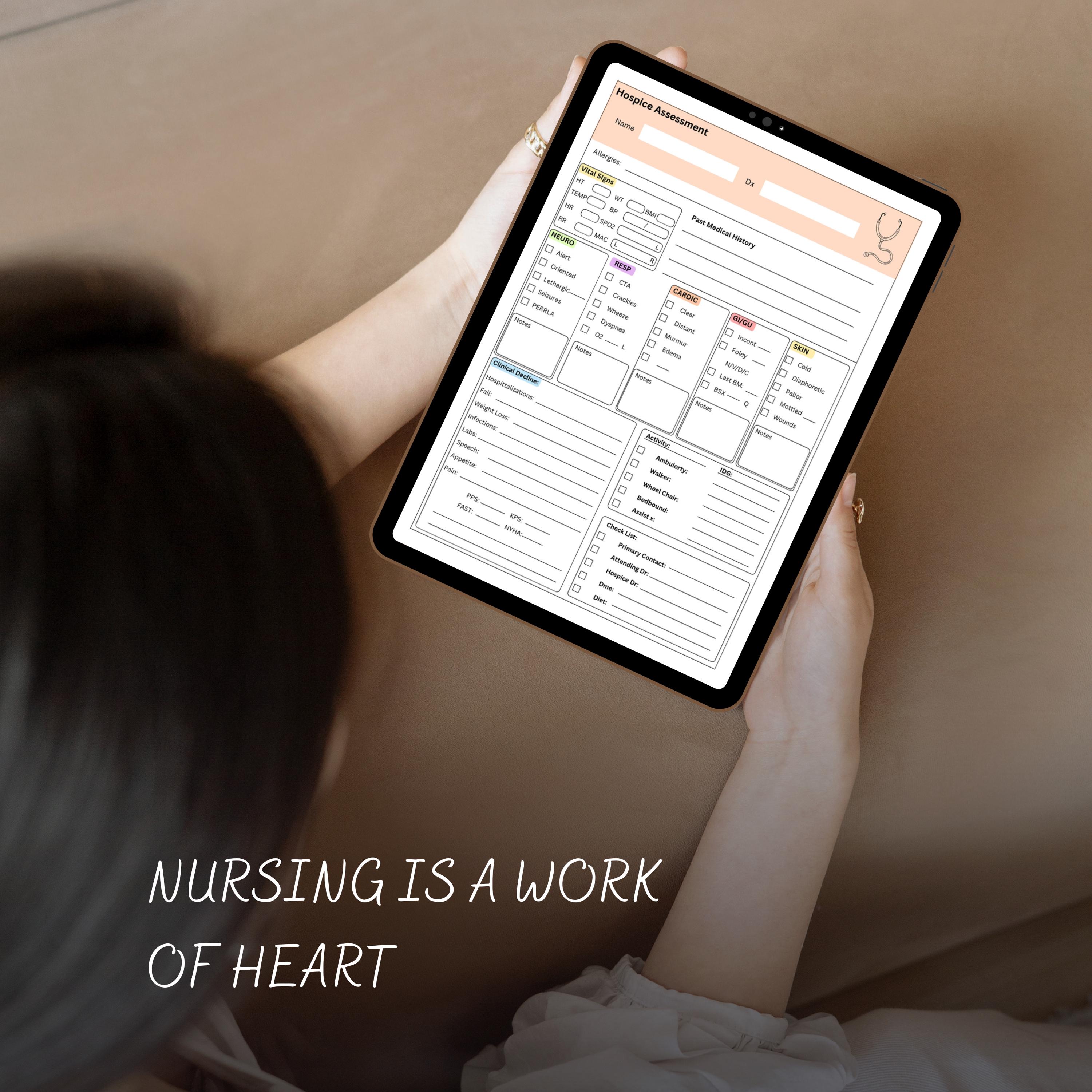 Hospice Nurse Assessment Sheet | RN Visit Form (PDF, Canva Edit) - Etsy