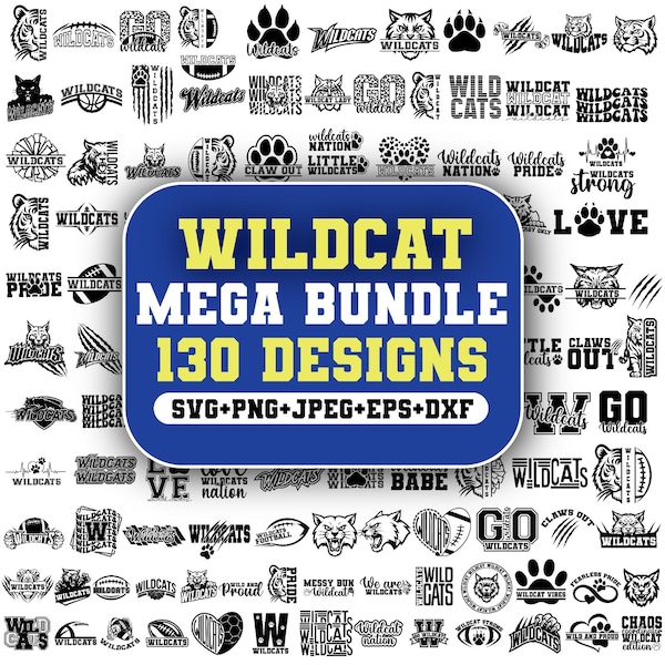 Wildcat SVG, baseball Wildcats, piłka nożna Wildcats, drużyna sportowa i duch szkoły, maskotka Wildcat SVG, twarz Wildcat SVG, Cricut i sylwetka