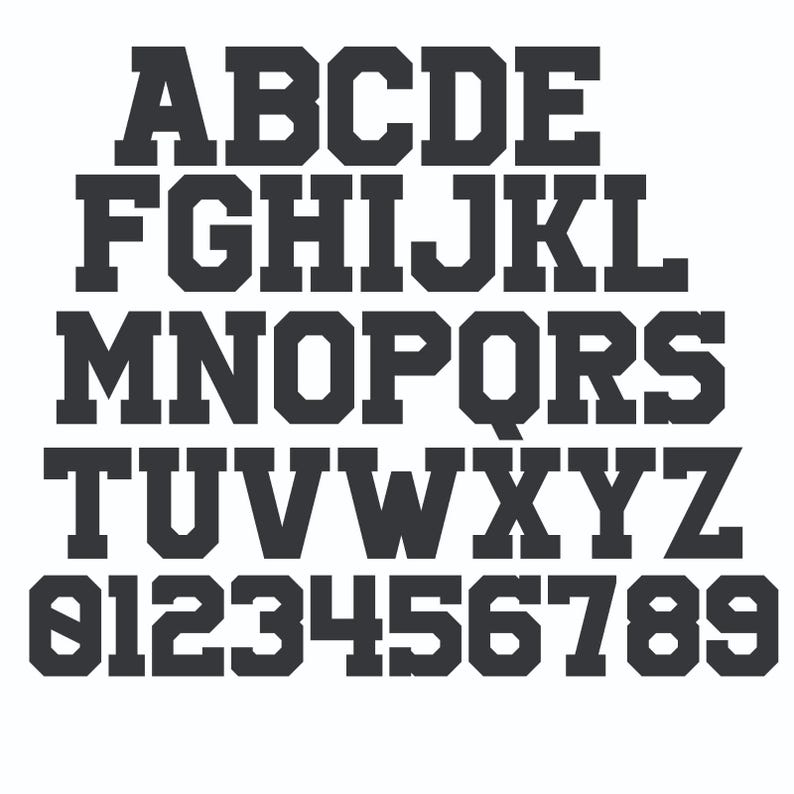 May include: A complete alphabet and number set in a bold, dark gray font. The letters A through Z and numbers 0 through 9 are displayed in a clear, easy-to-read style, perfect for various design projects.