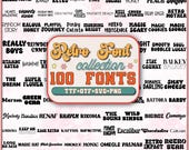 Retro font Bundle,Groovy Retro font,Font svg,Handwritten font, Procreate Font,Vintage Retro Font,Hipster Font,Canva Font,Digital download