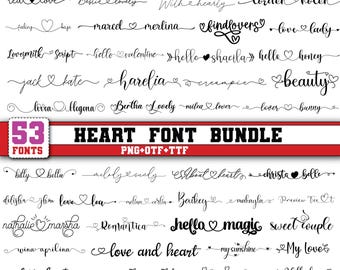 Font a forma di cuore, font per matrimoni, font corsivo SVG, pacchetto di font, font per firme, font Cricut, font script, font swashes, file di taglio Cricut
