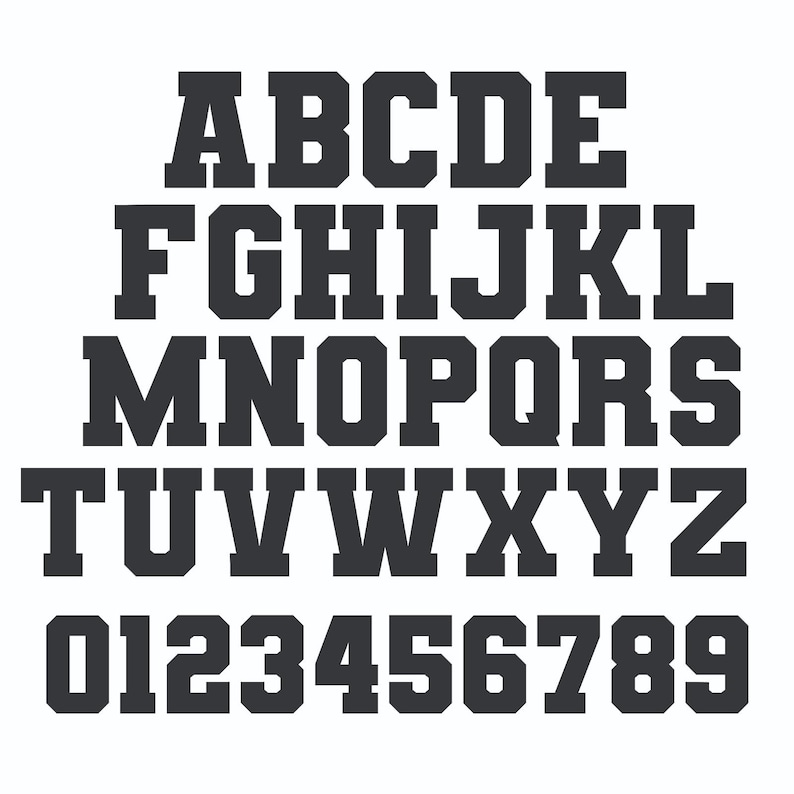 May include: A complete alphabet and number set in a bold, dark gray font. The letters A through Z and the numbers 0 through 9 are displayed in a clear, easy-to-read style, perfect for various design applications.