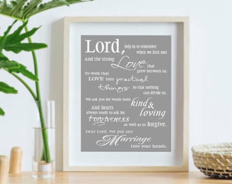 Marriage Prayer Art Print Marriage Quote Anniversary Gift for husband and Wife, Wedding Gift, First Year Paper Anniversary