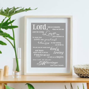 Marriage Prayer Art Print Marriage Quote Anniversary Gift for husband and Wife, Wedding Gift, First Year Paper Anniversary