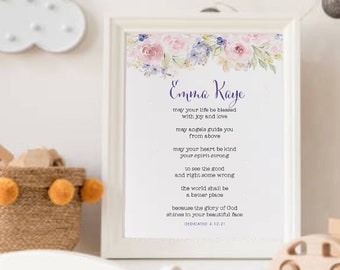 Baptism gift for Girl, Personalized Child's prayer, Christening gift, Baby Dedication, Confirmation Gift, May Your Life Be Blessed