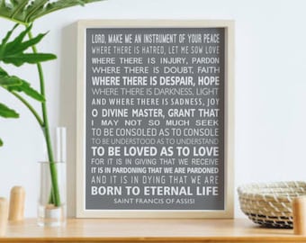 St Francis Prayer Confirmation Gift for Boy or Girl Saint Francis of Assisi Baptism or Catholic gift, First Communion Religious Wall Art