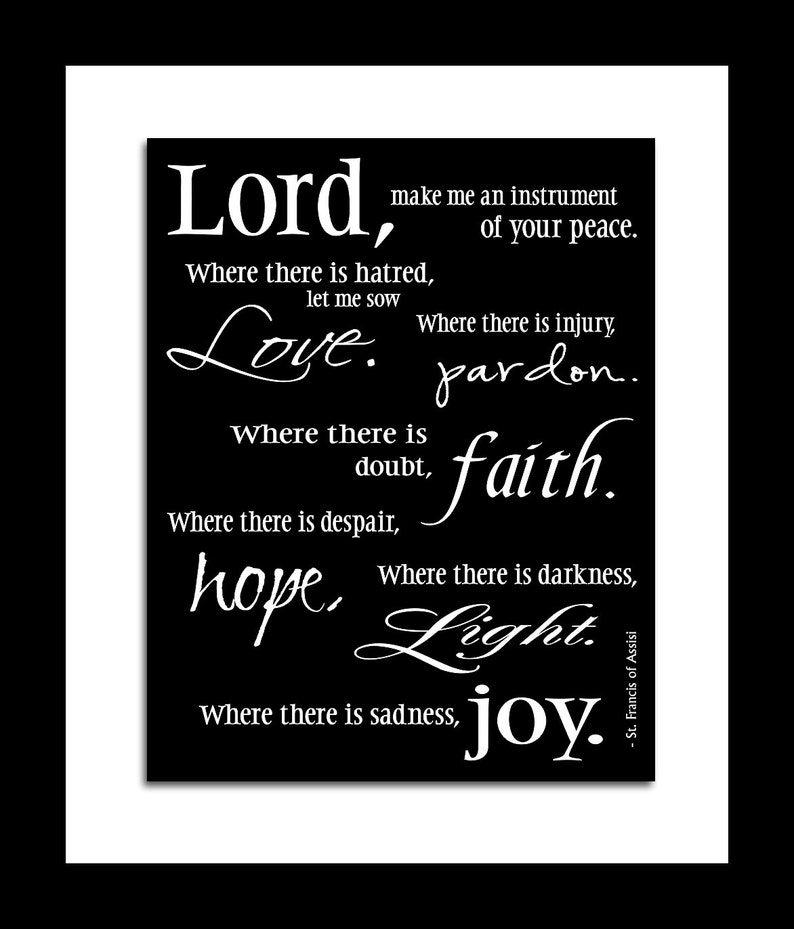 St. Francis prayer word art Pope Francis wall art giclee art