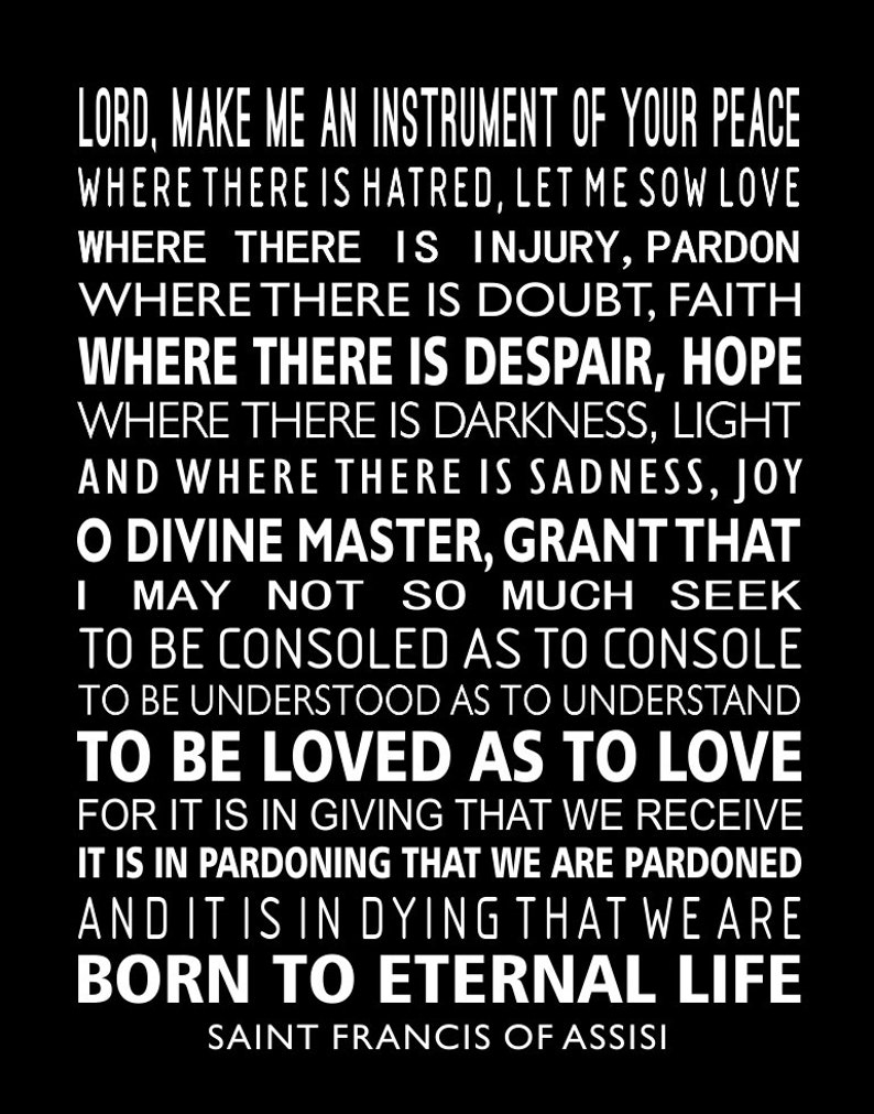 Saint Francis Prayer Wall Art Print Catholic Prayer of St Etsy