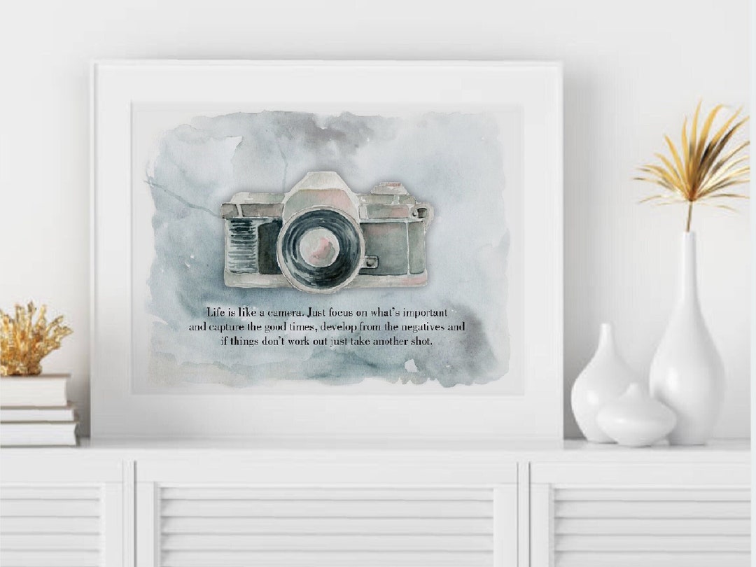 Life is Like a Camera Watercolor Art Print - Photography Quote Wall ...