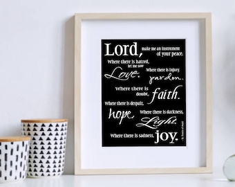 St Francis Prayer, Word Art, Pope Francis, Wall Art,  Giclee Art Print