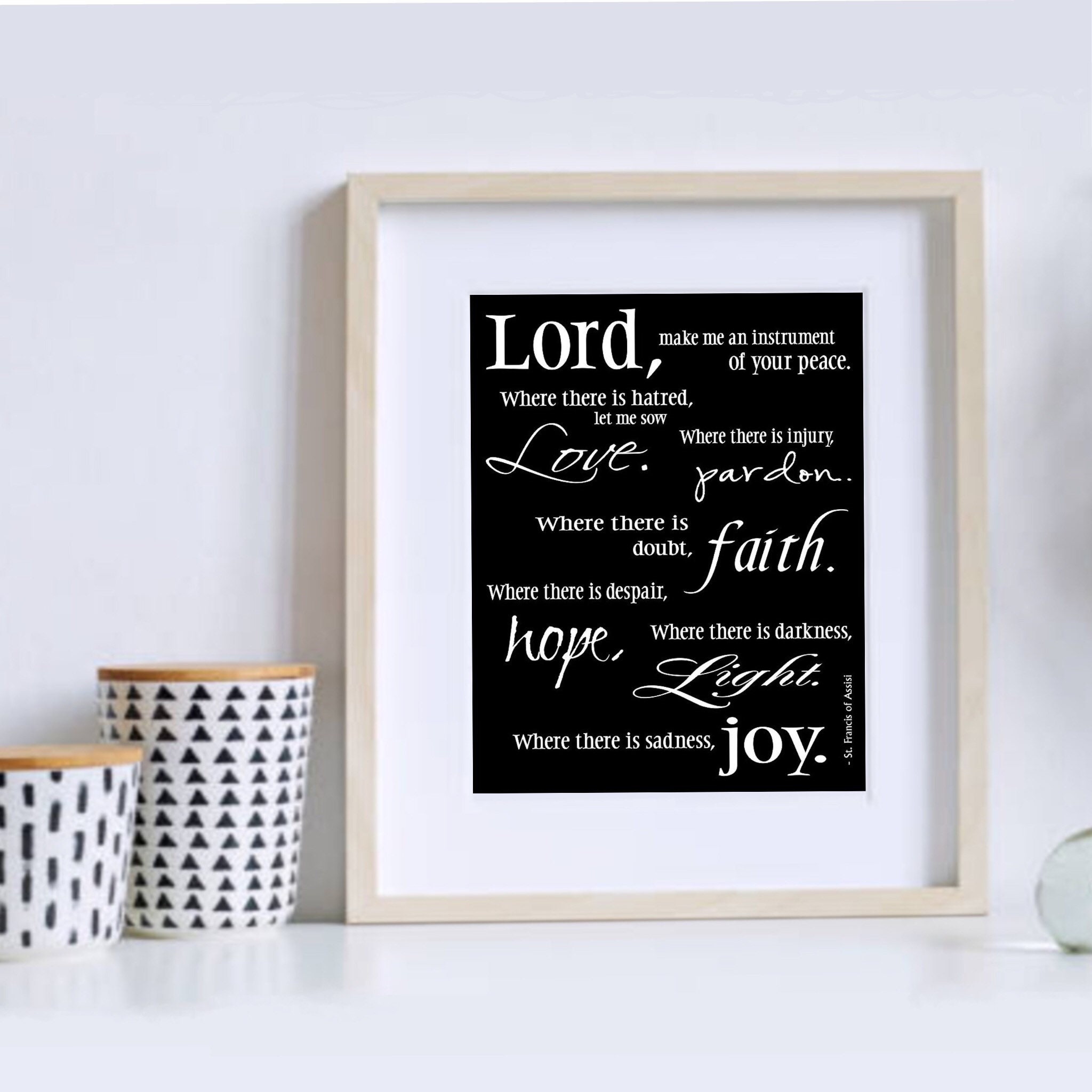 St Francis Prayer Word Art Pope Francis Wall Art Giclee Etsy