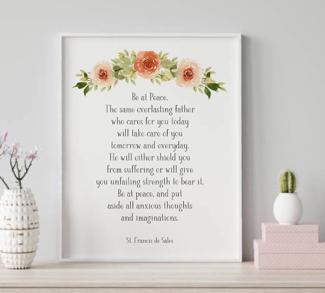 St Francis De Sales Prayer Be at Peace, Confirmation Gift for Girl