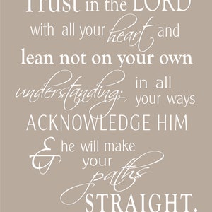 Proverbs 3:5-6 Trust in the Lord with all your heart, Scripture Wall Art, Gift for Graduation, Confirmation gift Baptism Gift image 7