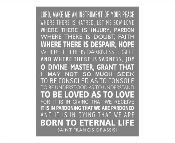 Saint Francis Prayer Wall Artwork Print, Catholic Prayer of St Francis, Baptism present, Affirmation Reward for Boy or Lady, Christian Artwork print photograph relating to St Francis Prayer Printable titled Saint Francis Prayer Wall Artwork Print, Catholic Prayer of St Francis, Baptism present, Affirmation Present for Boy or Woman, Christian Artwork print